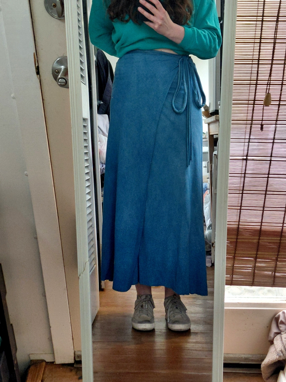 Indigo Blue Wrap Maxi Skirt with Tie Waist